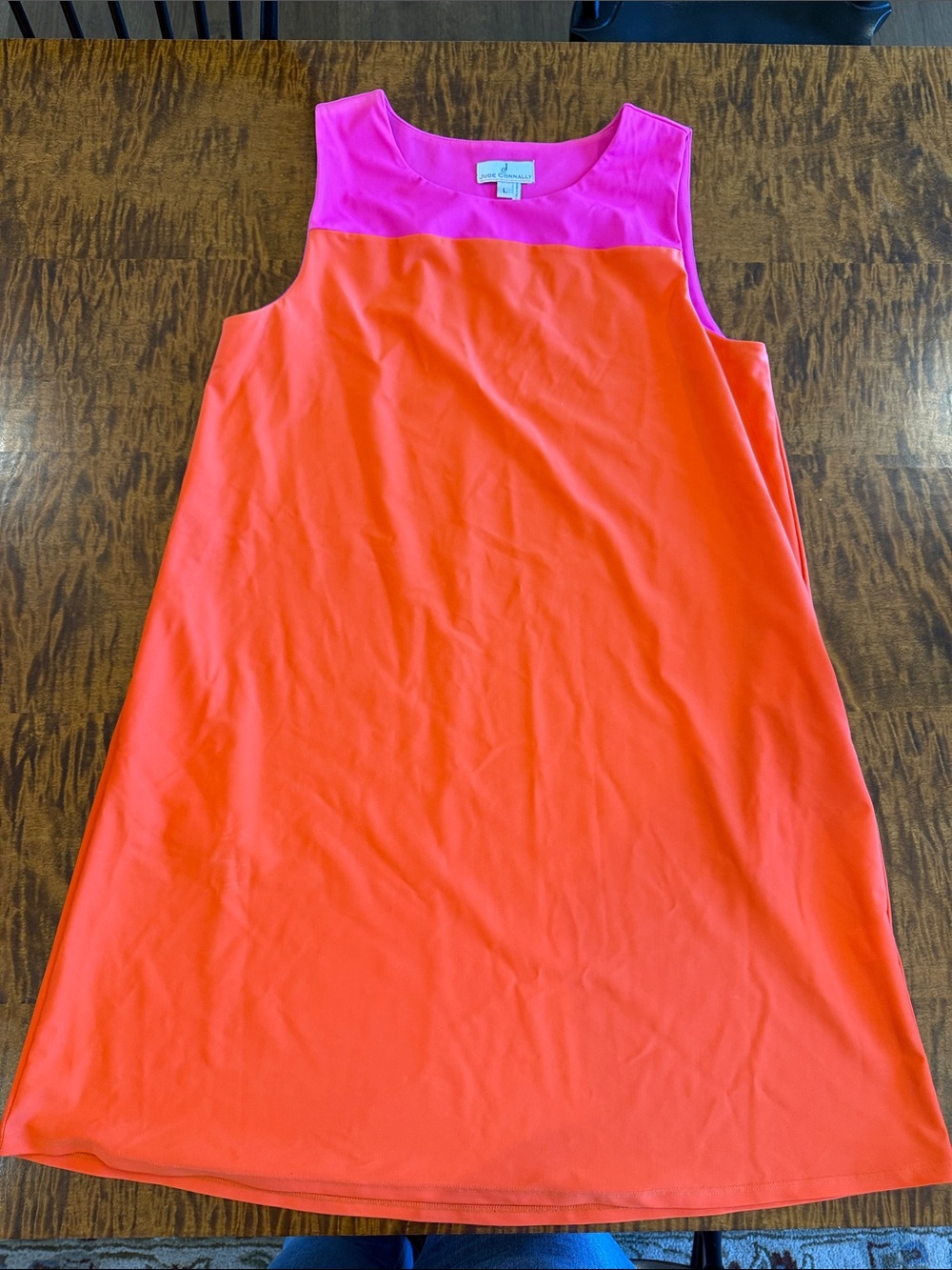 Jude Connally Pink and Orange Sleeveless A-Line Dress